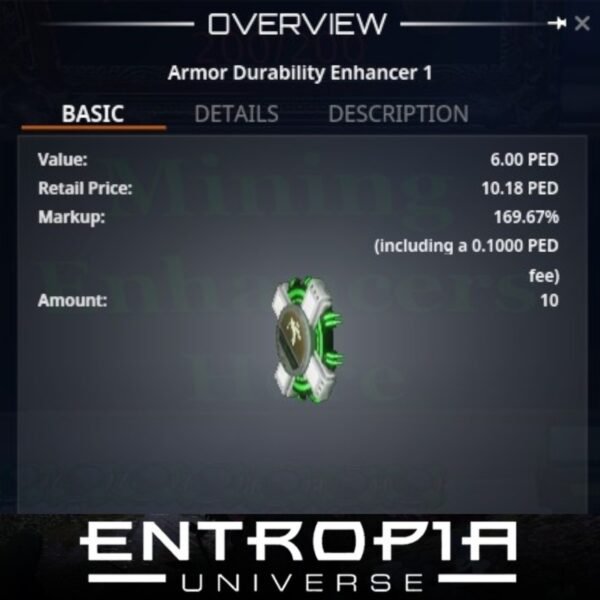 ขาย Armor Durability Enhancer 1 ในเกม Entropia Universe
