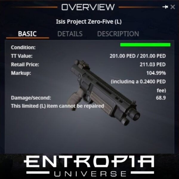 ขาย Isis Project Zero-Five (L) ในเกม Entropia Universe