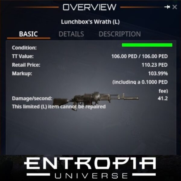 ขาย Lunchbox's Wrath (L) ในเกม Entropia Universe