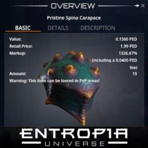 ขาย Pristine Spina Carapace ในเกม Entropia Universe