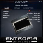 ขาย Plasma Sign (UGC) ในเกม Entropia Universe
