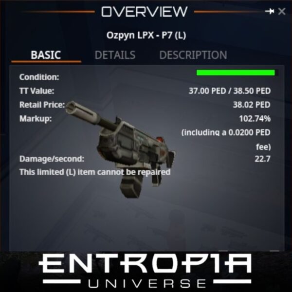 ขาย Ozpyn LPX - P7 (L) ในเกม Entropia Universe